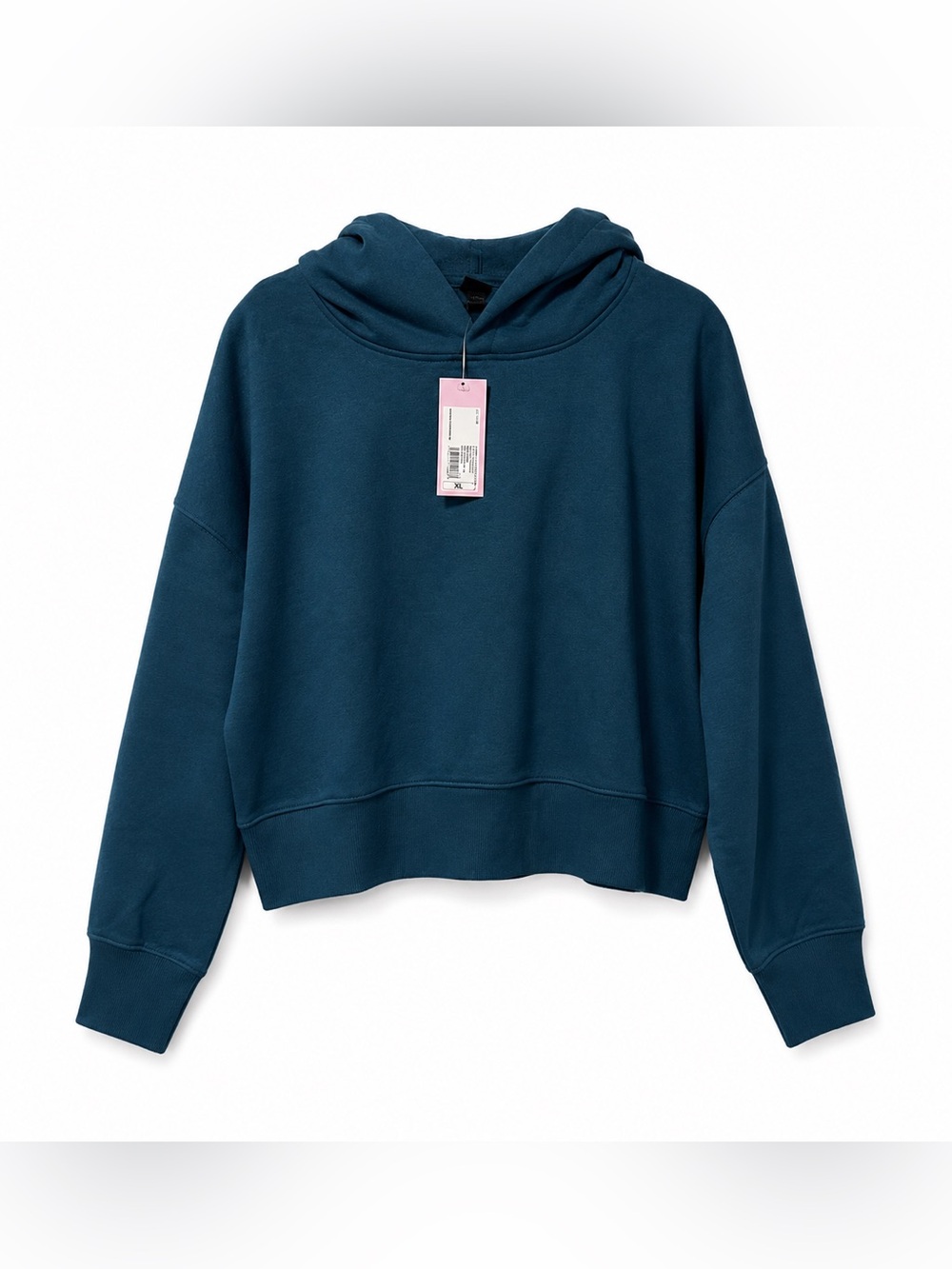 Women blue green cropped hoodie sweatshirt long sleeve pullover casual XL NWT